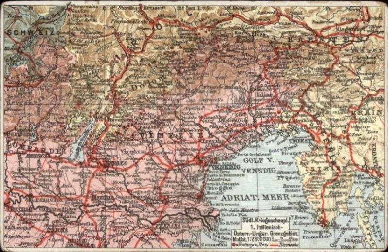 ITALY c1910 Detailed Map c1910 Postcard