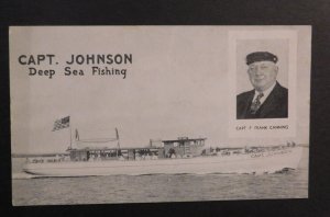 Mint USA Advertisement Postcard Captain Johnson Deep Sea Fishing Cape May NJ