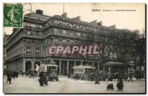 Old Postcard Paris Place Theater And French Bus