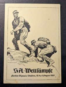 Mint 1937 Germany Postcard SA Wettfample Berlin Olympic Station 4