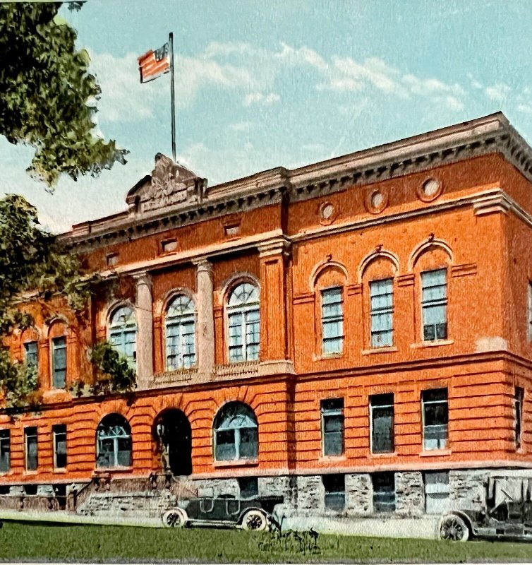 City Hall Postcard Downtown Waterville Maine Antique Cars c1900-20s DWS5B