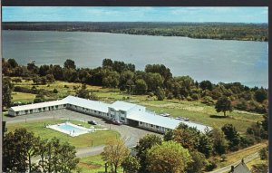 Ontario BROCKVILLE Aerial View showing White House Motel Chrome 1950s-1970s