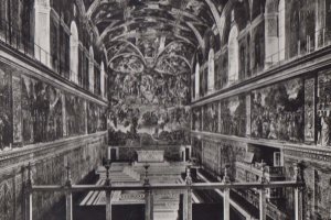 Sixtine Chapel Interior Italian Gallery Vatican City Real Photo Postcard