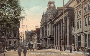 A892 Canada St James Street Bank of Montreal and Post Office Tram postcard