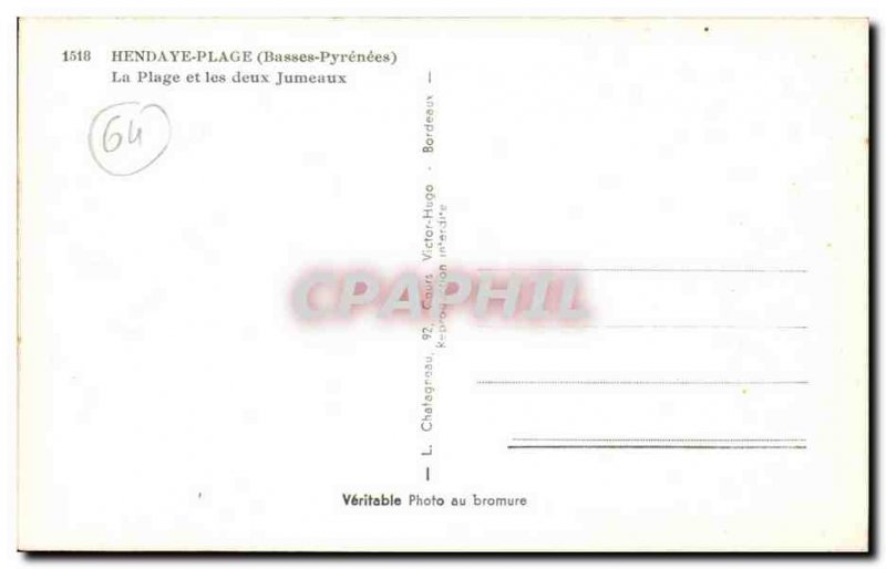 Old Postcard Hendaye Beach and twin