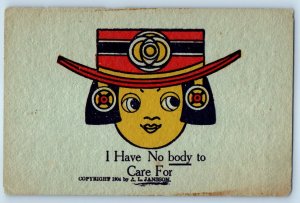 c1910's I Have No Body To Care For  A. L. Jansson Unposted Antique Postcard