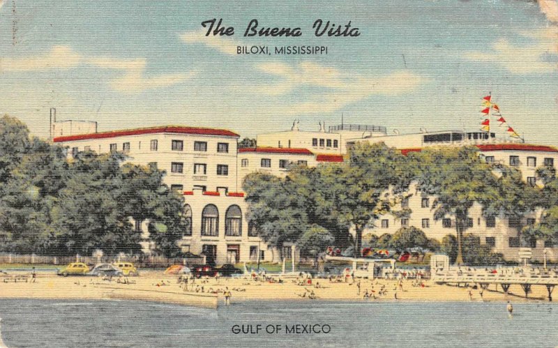 THE BUENA VISTA Gulf of Mexico Biloxi, Mississippi Hotel Vintage 1948 Postcard