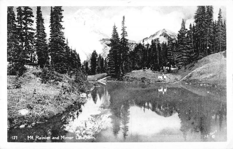 Mirror Lake Washington Mt Rainier Real Photo Antique Postcard K36042 