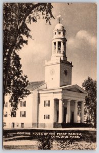 Meeting House Of The First Parish Concord Massachusetts Real Photo RPPC Postcard