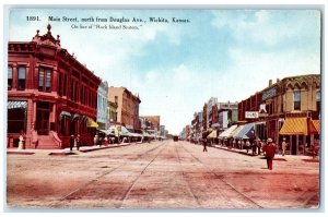 c1960 Main Street North From Douglas Ave. Streetcar Wichita Kansas KS Postcard