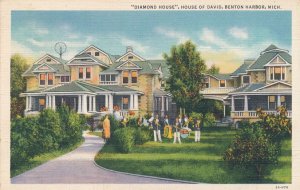 Benton Harbor MI, Michigan - Band Playing at Diamond House - pm 1935 - Linen