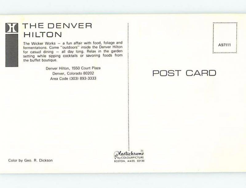 Unused 1980's RESTAURANT AT HILTON HOTEL Denver Colorado CO B8824-22