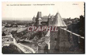 Old Postcard La Cite Carcassonne Ramparts and the City