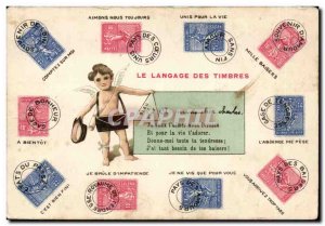 Old Postcard Fancy Language of the Sower stamps