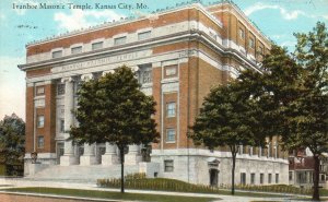 Vintage Postcard 1931 Ivanhoe Masonic Temple Kansas City Missouri Hall Bros Pub.