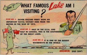 Advertising Lake Erie What Famous Lake Am I Visiting Linen Postcard T17