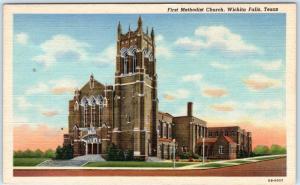 WICHITA FALLS, Texas  TX   FIRST METHODIST CHURCH  ca 1940s Linen  Postcard