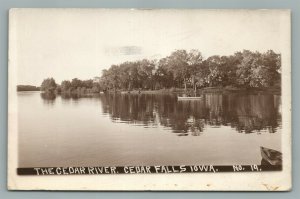 CEDAR FALLS IA CEDAR RIVER 1913 ANTIQUE REAL PHOTO POSTCARD RPPC