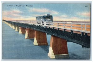 1950 Overseas Highway Bus On Bridge Scene Key West Florida FL Posted Postcard