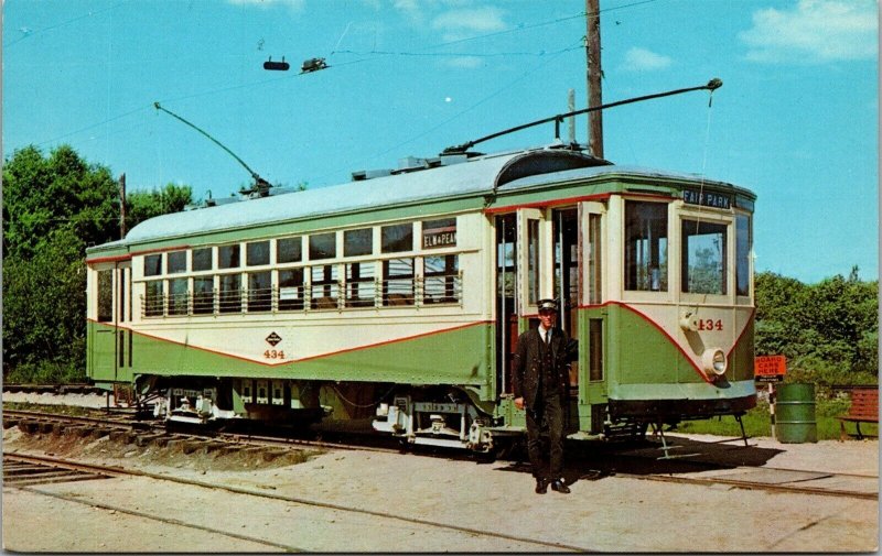 Vtg Kennebunkport ME Stone & Webster Car 434 Seashore Trolley Museum Postcard