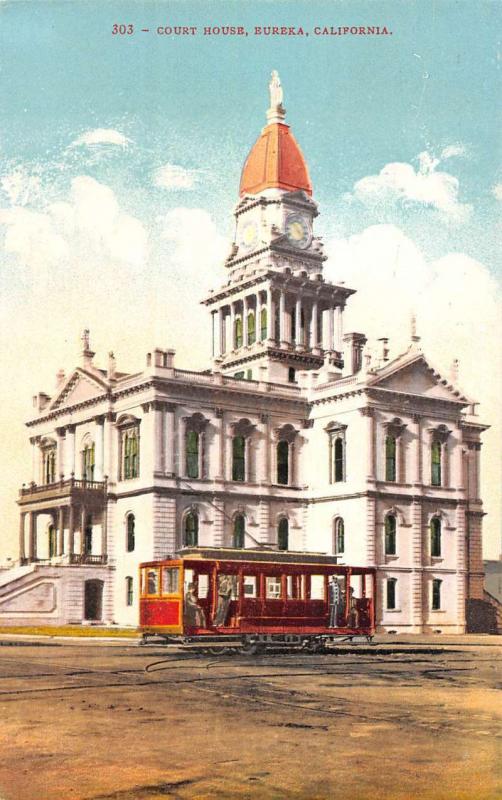 Eureka California Court House Street View Antique Postcard K79822 