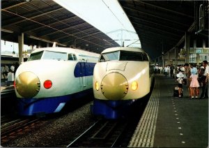 Postcard Japan Bullet Trains at Tokyo Central Railroad Station