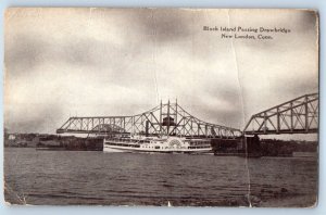 1910 New London Connecticut Postcard Block Island Passing Drawbridge Steamer