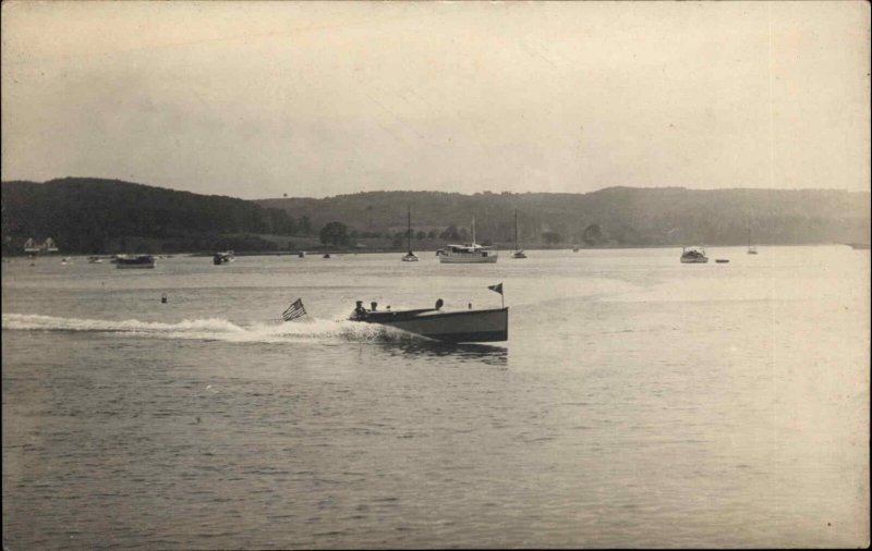 Northport Long Island New York NY Boating Harbor c1910 Real Photo Postcard #1