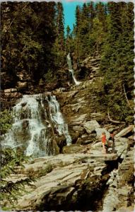 Bijou Falls Pine Pass BC Children Hart Highway Unused Vintage Postcard D72