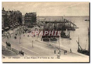 Old Postcard Le Treport Le Quai Francois 1er and & # 39Entree Port Boat