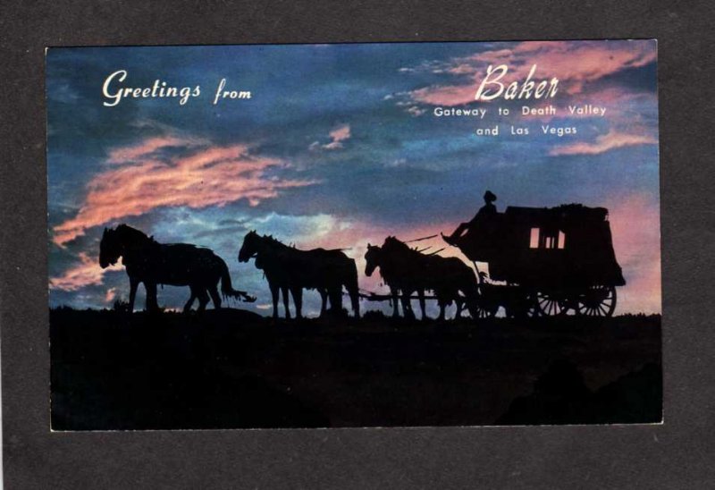 CA Greetings From Baker California Death Valley Las Vegas Nevada  Sunset Horses