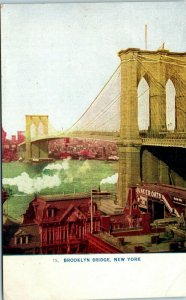 1910s Brooklyn Bridge East River New York City New York Postcard