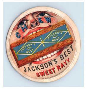 1880s Jackson's Best Sweet Navy Tobacco Chew Plug In Mouth F124