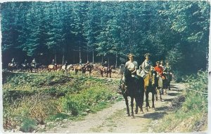 Vintage Postcard Group of People Pony Trekking in the Trossachs Posted 1960
