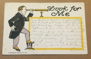 c1905 USED POSTCARD LOOK FOR ME  