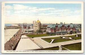 Atlantic City NJ~$M Pier~Panorama: Boardwalk~Marlborough-Blenheim~1917 Postcard