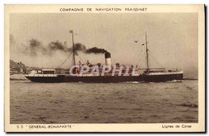 Old Postcard Boat Company Fraissinet SS General Bonaparte Corsica Corsica Lines