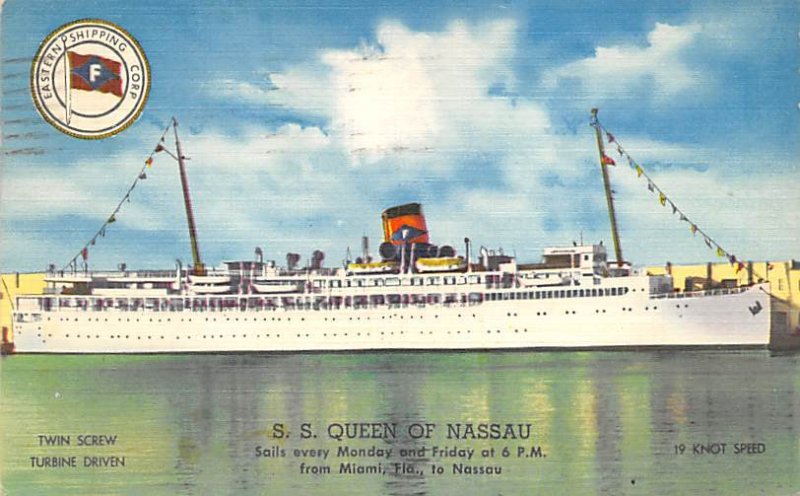 SS Queen of Nassau Eastern Steamship Line Ship 1956 