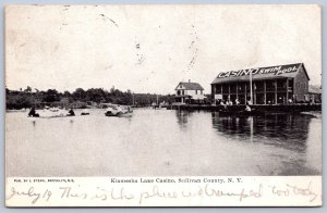 K48/ Kiamesha Lake Casino New York Postcard c1910 Boats Sullivan County 65