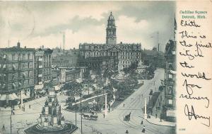 DETROIT, Michigan  MI    Birdseye CADILLAC SQUARE  1905    Postcard