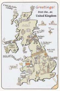 The North South Divide Map British Tourist Comic Humour Postcard