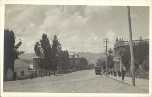 bolivia, LA PAZ, Street Scene with Tram (1920s) RPPC Postcard