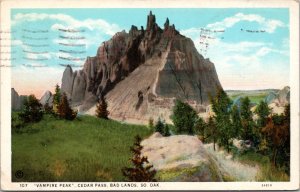 Postcard SD Bad Lands National Monument - Vampire Peak - Cedar Pass