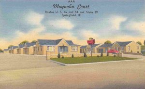 Magnolia Court Motel US 36 Springfield Illinois 1954 linen postcard