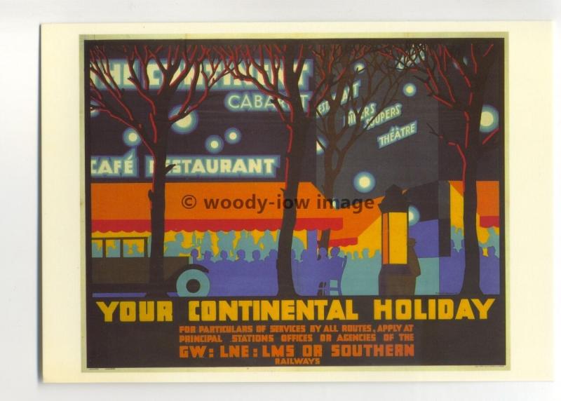 ad3080 - GW LNE LMS SR - For Your Continental Holiday, Night Scene - Postcard