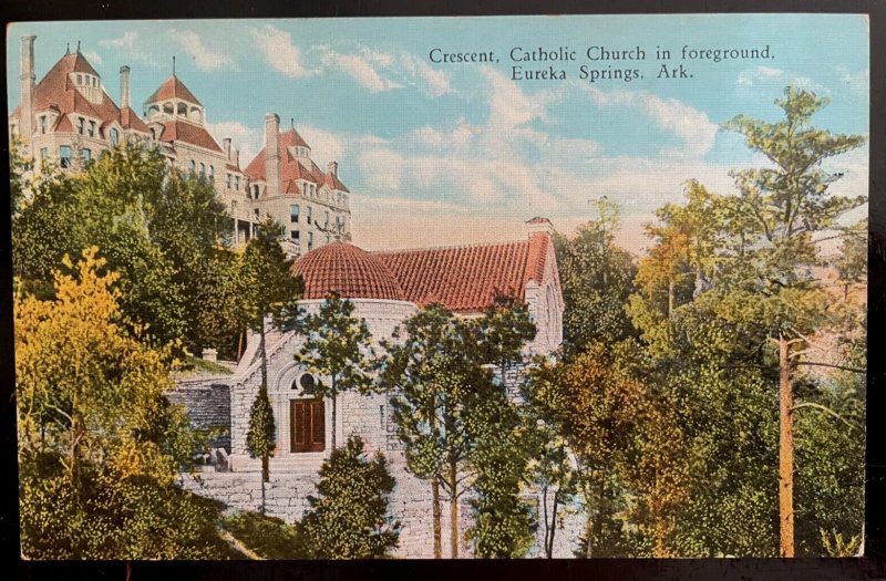 Vintage Postcard 1913 Crescent Hotel & Church, Eureka Springs, Arkansas (AR)