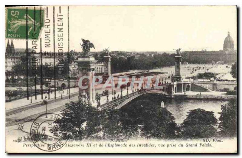 Old Postcard Perspective Paris Quai Alexandre III and the Esplanade des Inval...