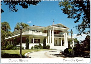 VINTAGE CONTINENTAL SIZE POSTCARD GOVERNOR'S MANSION AT CARSON CITY NEVADA 1960s