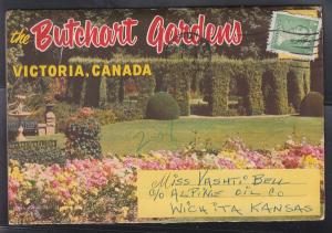 CANADA POSTCARD FOLDER 0021 - BUTCHART GARDENS VICTORIA BC - c1950S USED