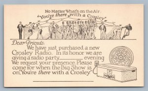 CROSLEY RADIO ADVERTISING ANTIQUE INVITATION POSTCARD